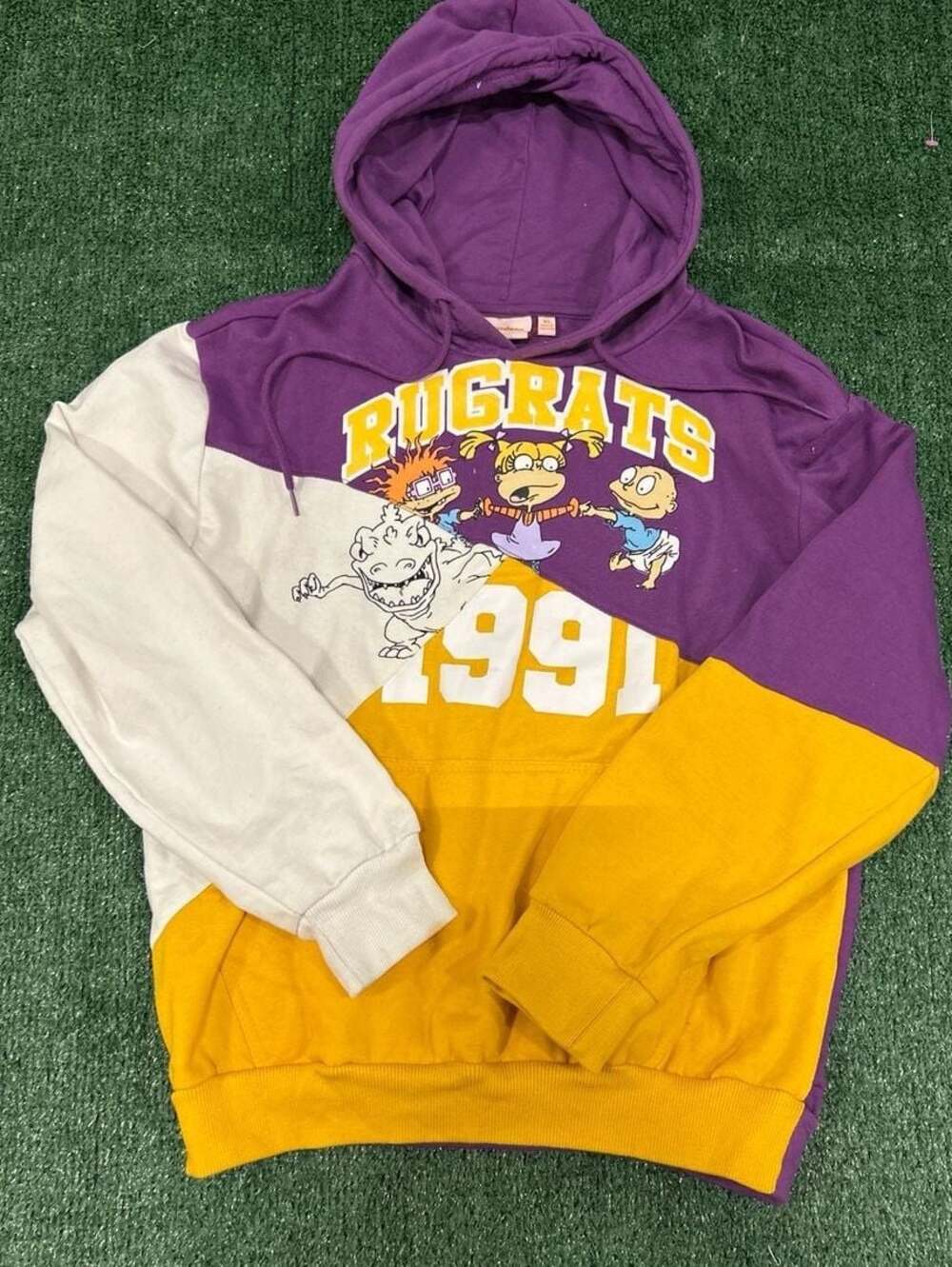 Rugrats Colorblock Graphic Hoodie Size XL 1991 Reptar Tommy Chuckie Angelica